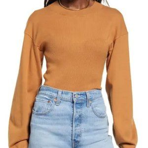 Open Edit Corset Detail Cotton Blend Sweater